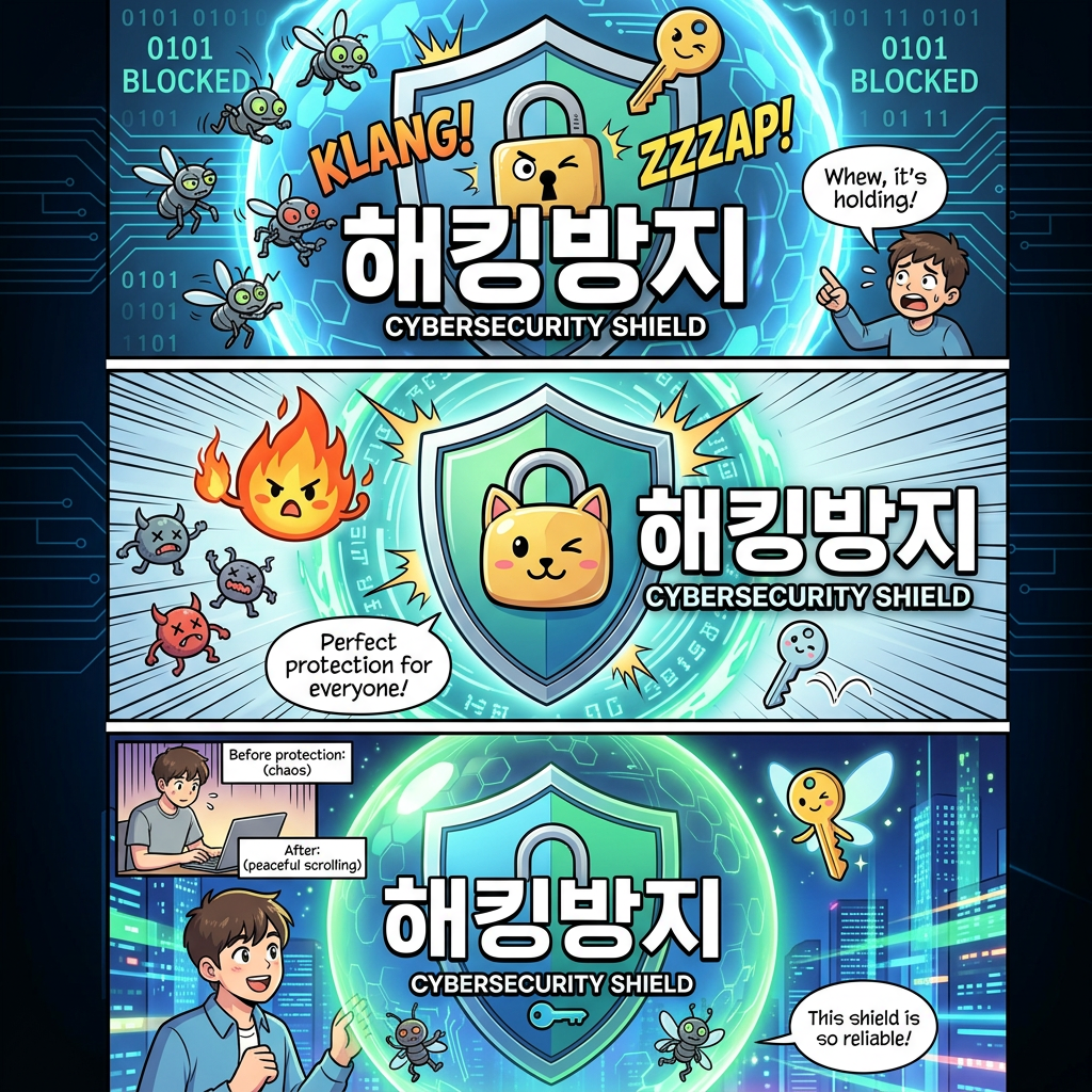 해킹방지 CYBERSECURITY SHIELD with a shield protecting a digital globe